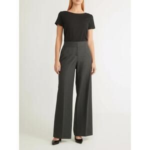 NWT apostrophe Womens Trousers Size 8 Dark Brown Pinstripe Wide Leg Professional